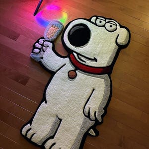 Brian Griffin Rug – Handmade Tufted Family Guy Carpet, Funny Cartoon Dog Rug, Adult Animation Fan Gift, Pop Culture Decor