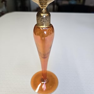Antique art deco Devilbliss Cambridge irridescent marigold perfume bottle with Stopper from early 1920s. RARE! NO CHIPS Beautiful