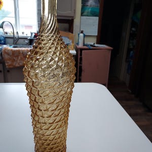 Empoli pinapple diamond glass amber vase