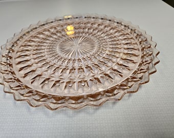 Vintage 10. 5&quot; holiday cake plate by Jeanette depression glass. This is a beauty from 1920s