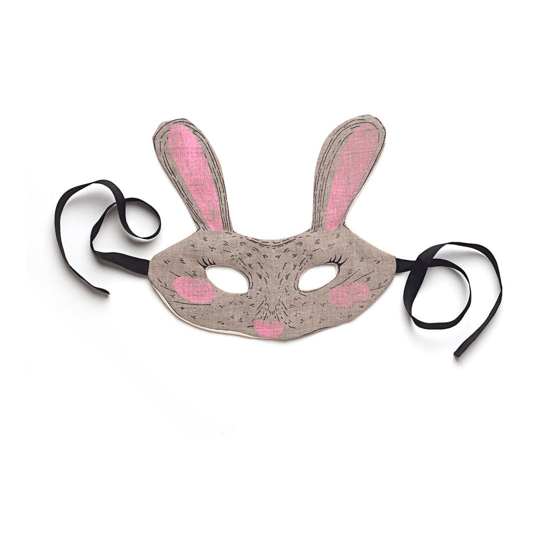 Rabbit Print Linen Mask - Etsy