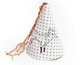 Fox print fabric party hat