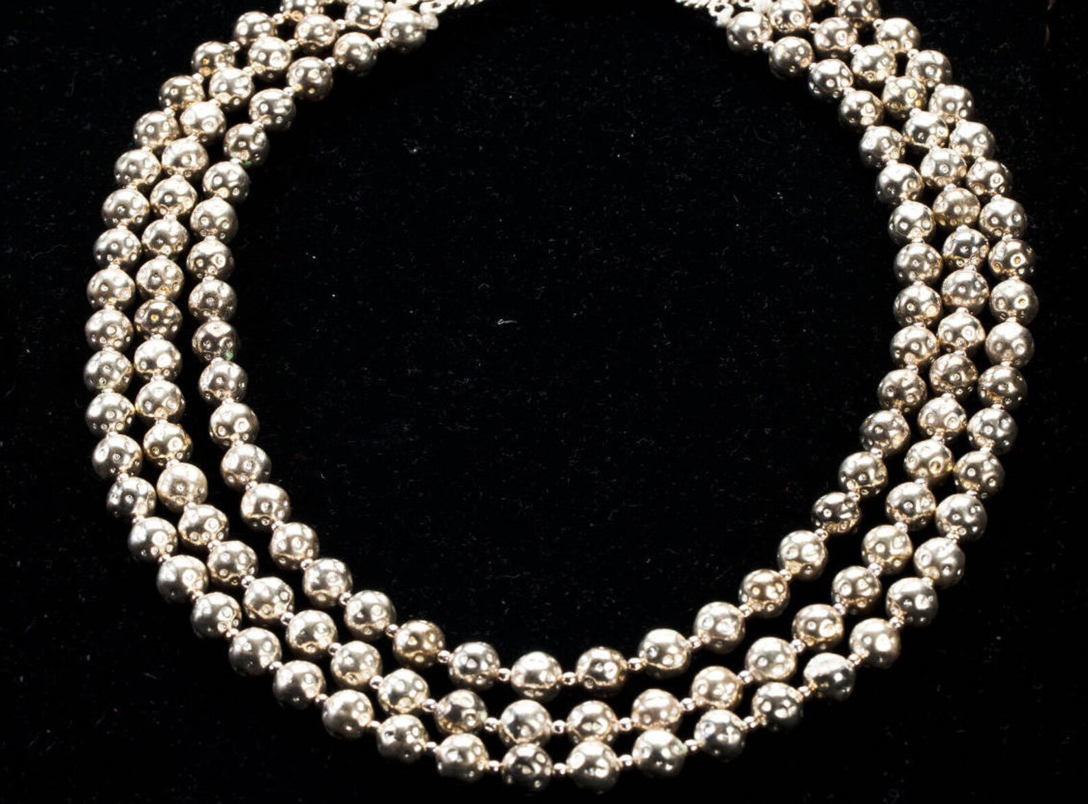 Oversized Silver Ball Choker Necklace With 3 Strands of Beads Etsy