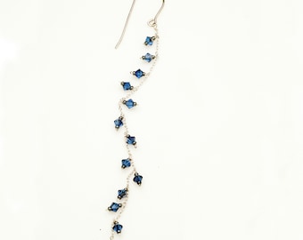 Long Dangling Swarovski Crystal Earrings on Sterling Silver Chain with Nickel Free Silver French Ear Wire