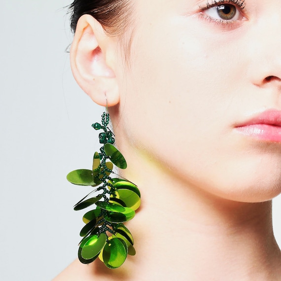 Boucles D'oreilles Pailletées Avec éventails - Métal Argenté Sans Nickel, Neuf Avec étiquettes