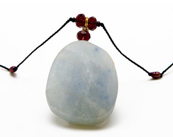 Amazonite gemstone choker necklace with dark red chalcedony and pearl microbeads