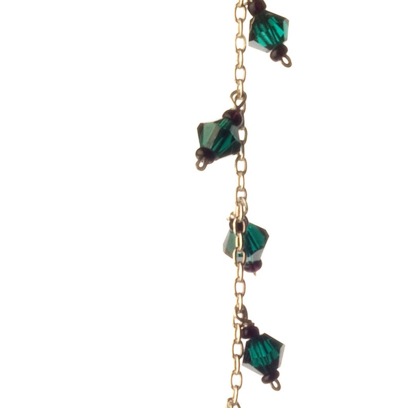 Long silver chain earrings with colorful Swarovski crystal beads dangling shoulder length image 4