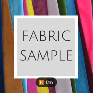 May include: Fabric samples in various colors, including blue, yellow, pink, and brown. The text "FABRIC SAMPLE" is displayed in a white square. An Etsy logo is in the bottom corner.