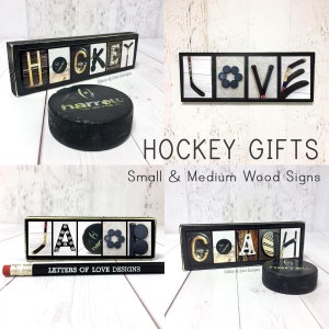 Hockey Sign, Hockey Decor, Hockey Coach Gifts for Coaches, Hockey Mom, Hockey Team, Sports Decor, Hockey Stick and Puck Alphabet Photography