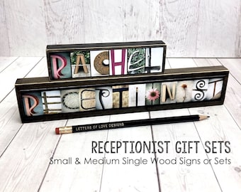 Receptionist Gift for Receptionist Desk, Front Desk Gift, Reception Gift, Reception Desk Sign, Name Sign, Desk Lady, Desk Name Sign Coworker