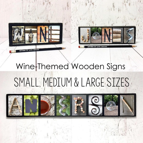 Wine gifts for Wine Lovers, Wine Drinkers, Wine Enthusiast, Wine Letter Pictures, Wine Photography, Wine Name Sign, Wine Art, Wine Decor