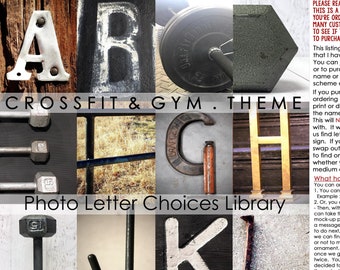 Gym Letter Proof, NOT a usable digital file, mockup only, Home Gym Photo Letters, Crossfit Letter Pictures Weight Lifting Letter Photography