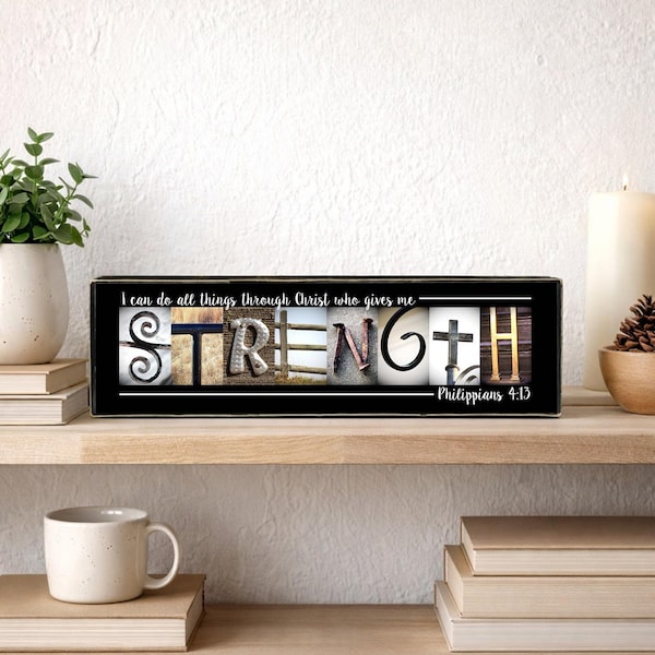 Christian Gift Philippians 4:13 Sign, Strength Bible Verse Decor, Faith Wall Art, Encouragement Gift, Religious Home Decor, Scripture Gift
