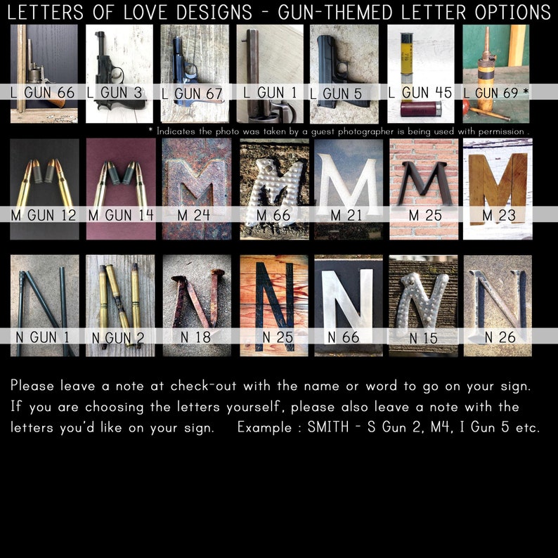gun-letter-art-custom-gun-last-name-sign-custom-gun-art-etsy