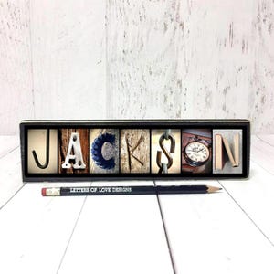 Custom Last Name Sign, Photo Letters Art, Personalized Home Decor, Last Name Wall Art, Last Name Wood Sign, Wedding Signs, ABC Wall Art Sign image 9