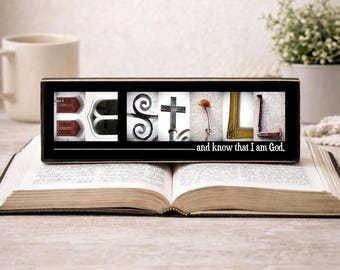 Christian Gifts – Be Still and Know That I Am God Sign, Bible Verse Wall Art, Faith Home Décor, Psalm 46:10, Scripture Art, Religious Gifts