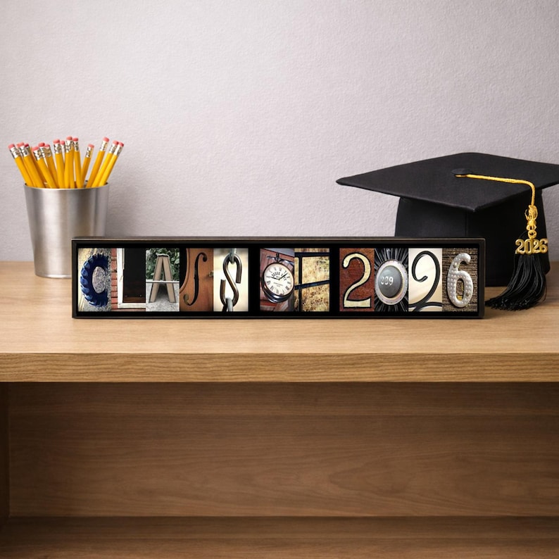 Class of 2026 Graduation Photo Prop Sign | Wooden Senior Picture Prop | High School Graduation Photography image 1