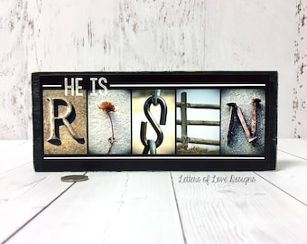 HE IS RISEN Wood Sign, Easter Decor, Pastor Gift, Gifts for Pastor, Pastor Appreciation, Gifts for Christians, Christian home Decor Wall Art