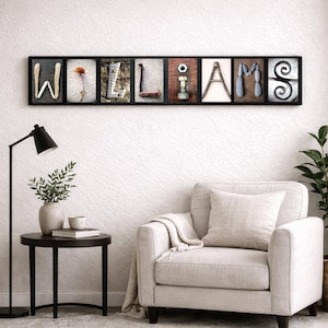 Personalized Last Name Sign, Large Family Name Wall Decor, Custom Name Sign, Wedding Gift, Housewarming Gift, Photo Letter Art