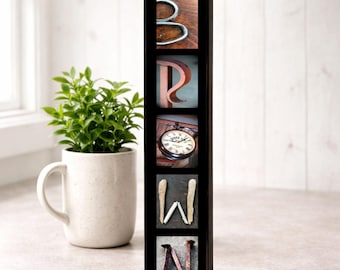 Vertical Custom Name Sign, Vertical Name, Vertical Sign, Personalized Last Name Wall Art, Name Wood Sign, Personalized Home Decor, Word Art