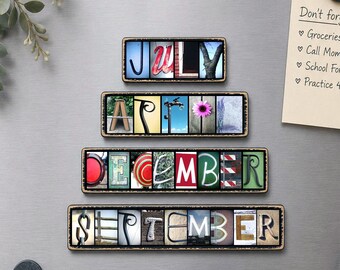 Month Magnets, Months of the Year Signs, Classroom Calendar Decor, Seasonal Shelf Decor, Custom Wood Month Sign Magnet, Calendar Magnets