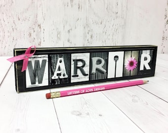 Breast Cancer Warrior Gift, Warrior Sign, Warrior Ornament, Cancer Survivor Gift, Cancer Gift, Pink Ribbon, Hope Sign Pink, Cancer Ornament