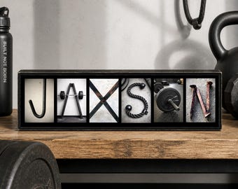 Custom Gym Name Sign, Fitness Gift for Him, Personalized Workout Sign, Small Gym Decor, Weightlifting Gift, Home Gym Gift, Gym Owner Gift