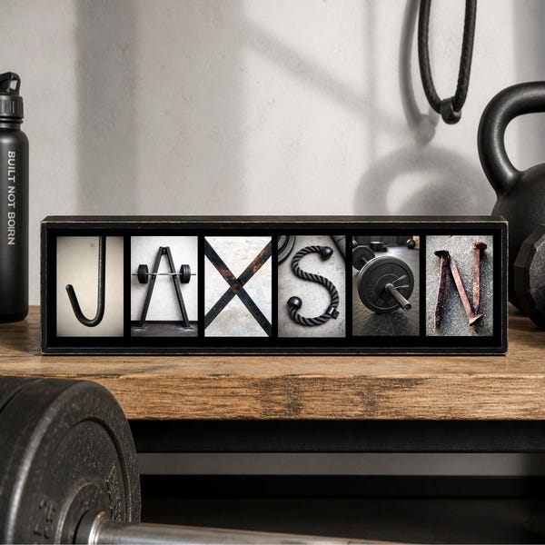 Custom Gym Name Sign, Fitness Gift for Him, Personalized Workout Sign, Small Gym Decor, Weightlifting Gift, Home Gym Gift, Gym Owner Gift
