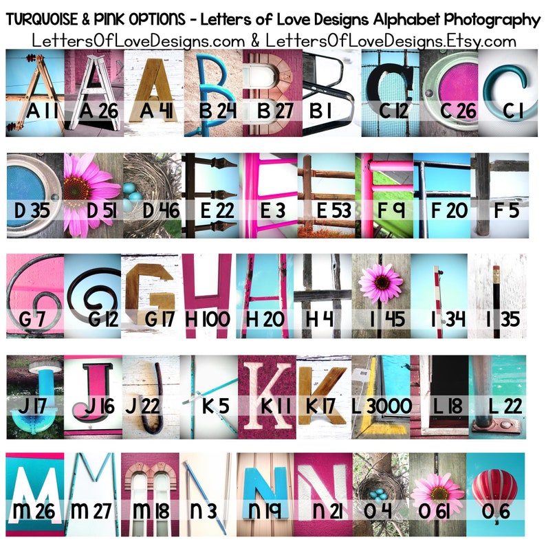 Turquoise and Pink Letter Proof, NOT a usable digital file, mock-up only, Letter Choices, Alphabet Photography Letter Picture Letter Art image 2