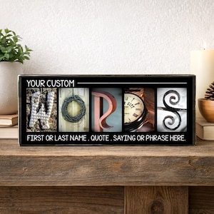 Personalized Word Art, Custom Word Sign, Photo Letter Signs, Picture Letter Art Signs, Custom Alphabet Photos, Alphabet Photography Letters