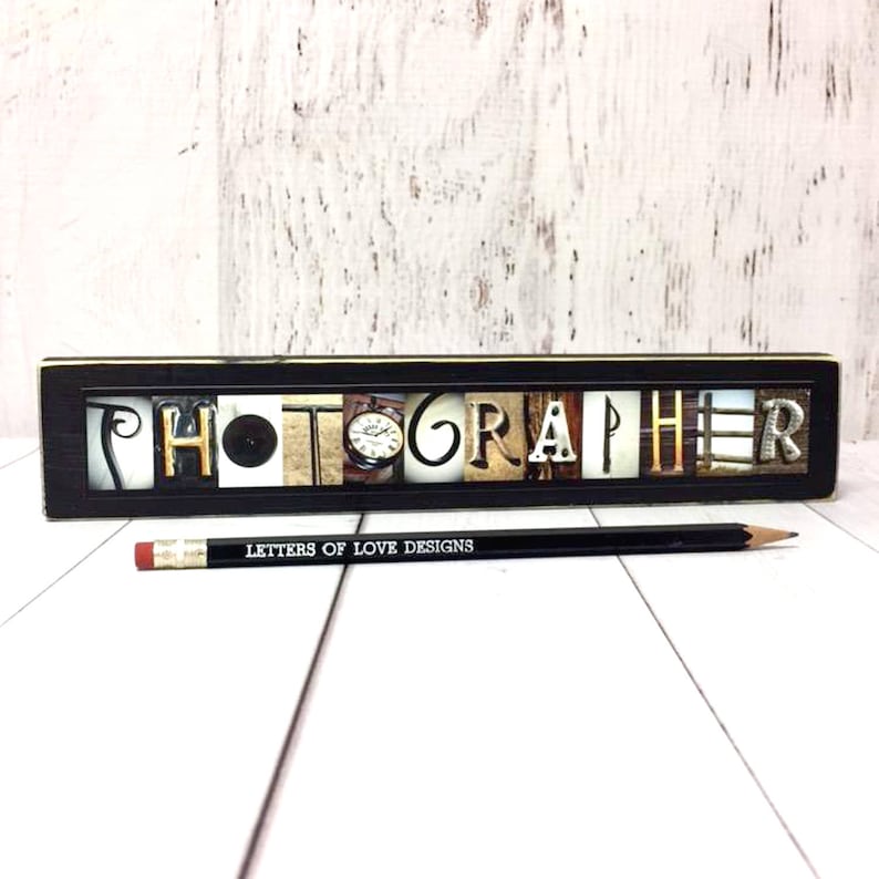 Photographer Gift for Women, Man, For Men, Photography Gift, Photographer Sign, Photography Sign, Photo Gifts, Photo Collage, Picture Letter image 1