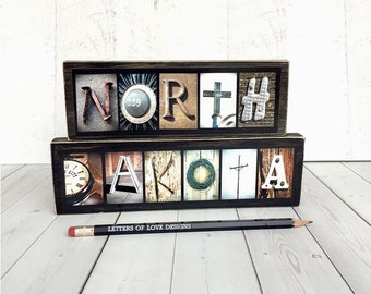 North Dakota Wood Sign, North Dakota Home Decor Wall Art, North Dakota Gift, State Wall Art, Travel Gifts for Travelers, Travel Art, Map Art