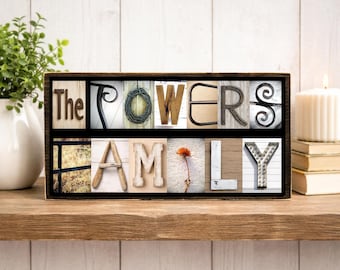 Letrero personalizado con apellido familiar, decoración de pared con apellido personalizado, regalo de inauguración de casa, decoración de estilo rústico, regalo de cierre para agente inmobiliario, letrero personalizado