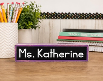 Teacher Desk Name Plate, Personalized Teacher Name Sign, Teacher Nameplate, Classroom Desk Decor, Custom Teacher Sign, Teacher Gift for Her