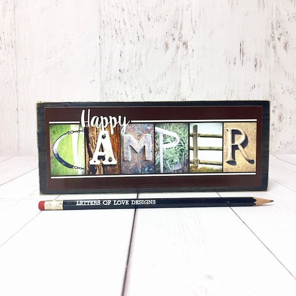 Happy Camper Sign, Camping Signs, Camper Gifts, Gifts for Him, Father's Day Gift, Dad Gifts, Dad Birthday Gift, Husband Gift, Camper Decor
