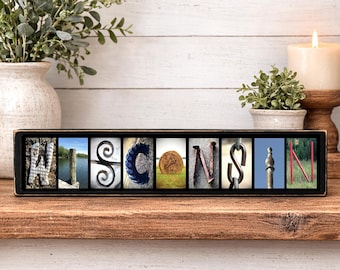 Wisconsin Sign, Wisconsin Art, Wisconsin Wood Sign, Wisconsin Gift Wisconsin Wall Art, Travel Gifts for Travelers, Wisconsin Map State Sign