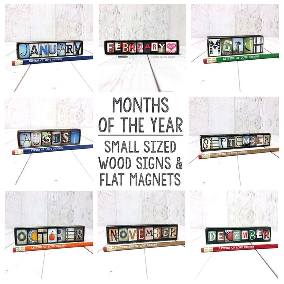 Months Of The Year Wood Signs 2019 Monthly Calendar 2019 Etsy