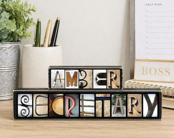 Regalo para secretaria de escuela, letrero para secretaria, letrero con nombre personalizado, regalo para personal de oficina, regalo para compañeros de trabajo, regalo para asistente administrativo
