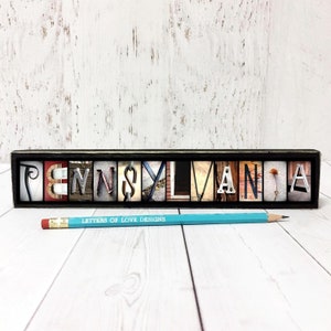 Pennsylvania Wood Sign, Pennsylvania Wall Art, Pennsylvania Home Decor, Pennsylvania Gift, Traveler Gift for Travelers State Name Travel Art