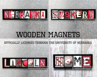 Nebraska Magnet, Huskers Magnet, University of Nebraska Licensed Wooden Magnet, Nebraska Cornhuskers Magnet, Refrigerator Magnet, Lincoln NE