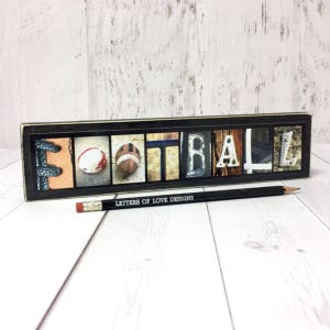 Football Sign, Football Decor, Football Coach Gift, Football Wife, Football Wall Art Decor, Photo Letter Art Pictures, Alphabet Photography image 1