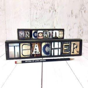 Male Teacher Gift Name Sign, Teacher Appreciation, Teacher Retirement Gift, Teacher Personalized Gifts, Masculine Decor, Classroom Decor Art