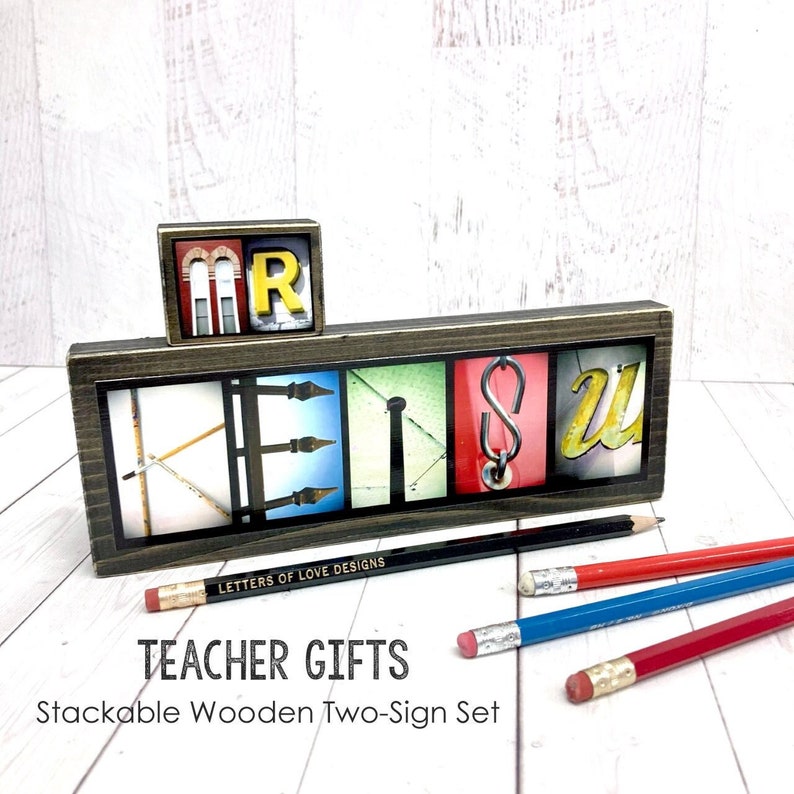 Male Teacher Gifts for Teachers, Teacher Appreciation Gift, Personalized Teacher, Masculine Teacher Name Sign, Classroom Decor, Last Name image 1