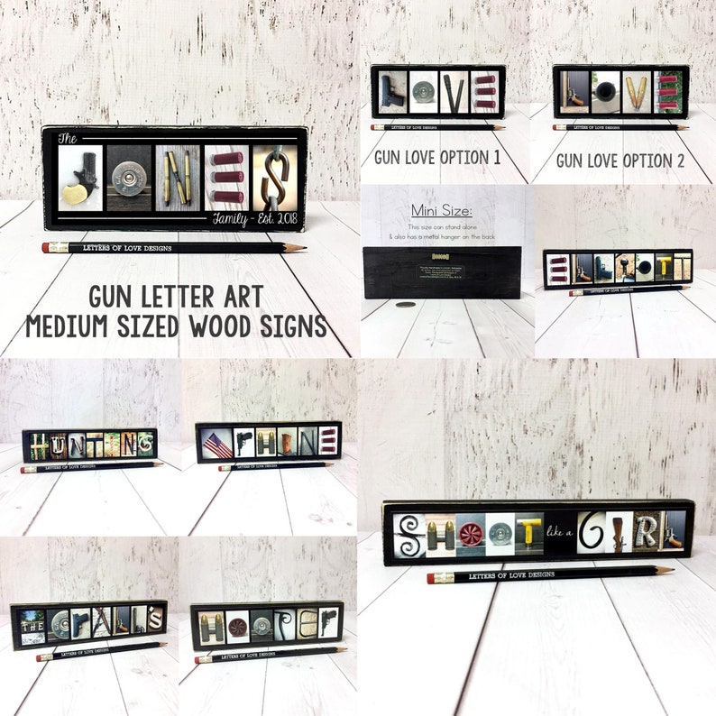 Gun Letter Art Custom Gun Last Name Sign Custom Gun Art | Etsy