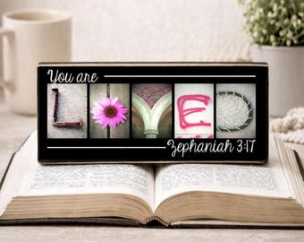 You Are Loved Sign | Christian Wall Art | Zephaniah 3:17 Bible Verse Decor | Faith Home Wall Art | Scripture Sign | Christian Gifts