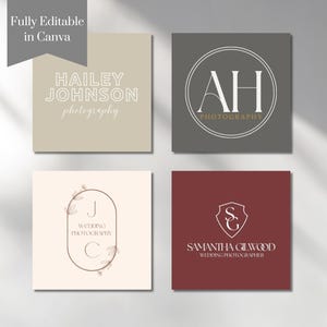 Editable Logo Design Template Canva Photography Logo Professional Logo Design Small Business Logo DIY Logo Template Photographer Logo