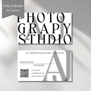 Printable QR Code Business Card Template Photography Business Card Canva Template Double Sided Business Card DIY Business card