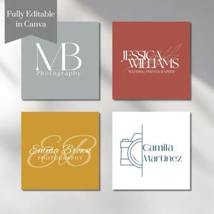 Editable Logo Design Template Canva Photography Logo Professional Logo Design Small Business Logo DIY Logo Template Photographer Logo