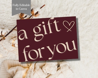 Minimalist Gift Certificate Template: Printable Canva Voucher (Digital Download)