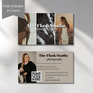 Druckbare DIY Visitenkarte QR-Code Visitenkarte Fotografie Foto Visitenkarte Vorlage Canva Visitenkarte Vorlage Doppelseitige Karte